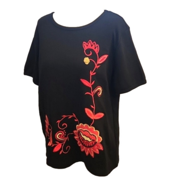 Womens Indigo Moon black too with unique floral embroidery size M. - Picture 7 of 14